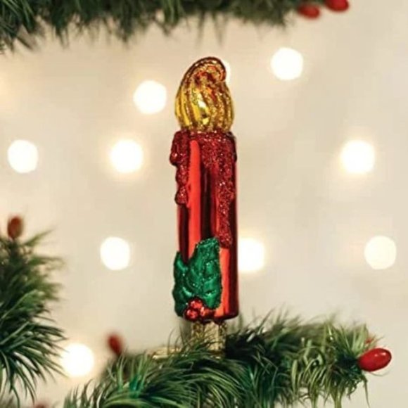 Red Clip-On candle Ornament Old World Christmas Glass Ornament - Picture 2 of 3